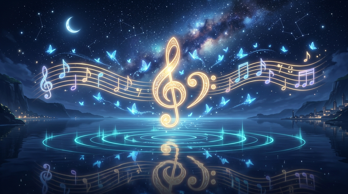The Starlit Musical Staff and Clefs